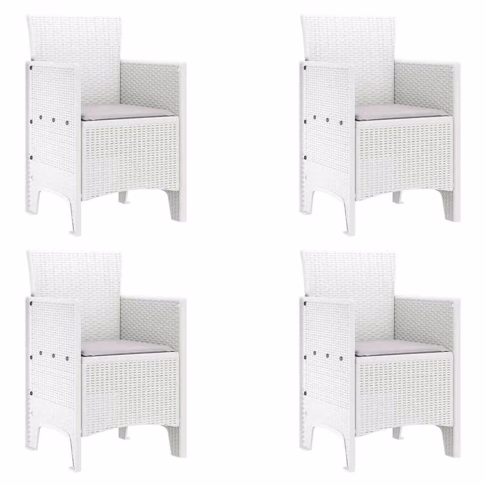 Berkfield Home White Rattan Garden Chair Set of 4 – 2