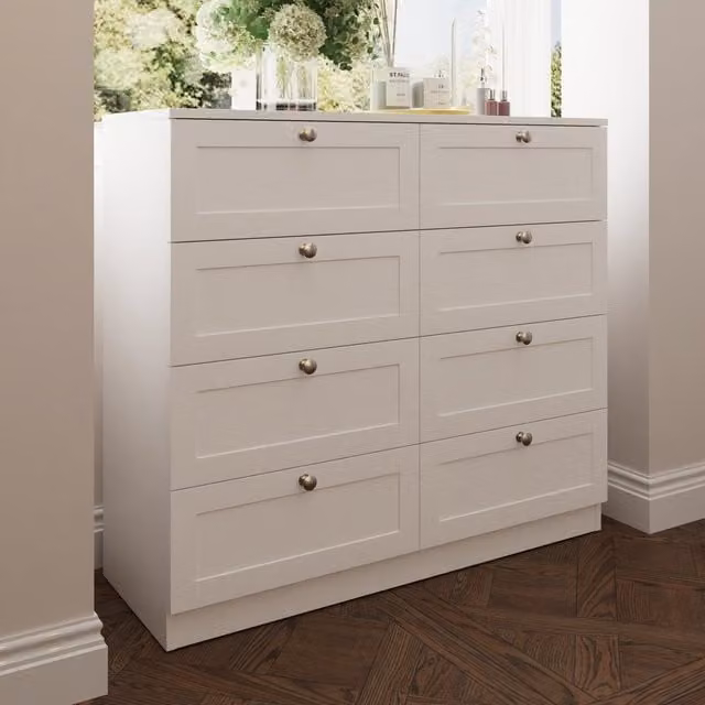 FWStyle Modern Matt White 8 Drawer Chest of Drawers for your Bedroom