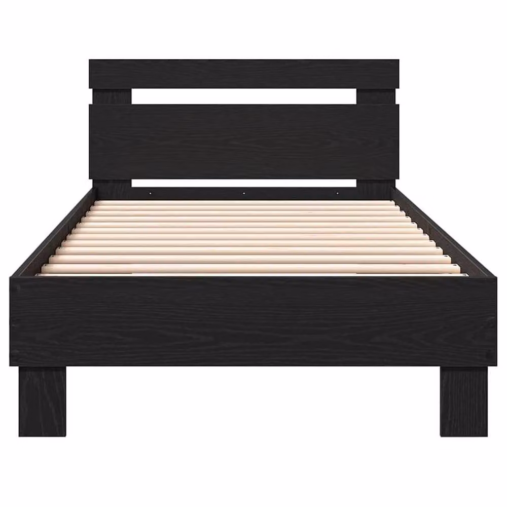 Berkfield Home Black Oak Bed Frame in Engineered Wood W/D/H: 203 x 95 x 70 cm – 3