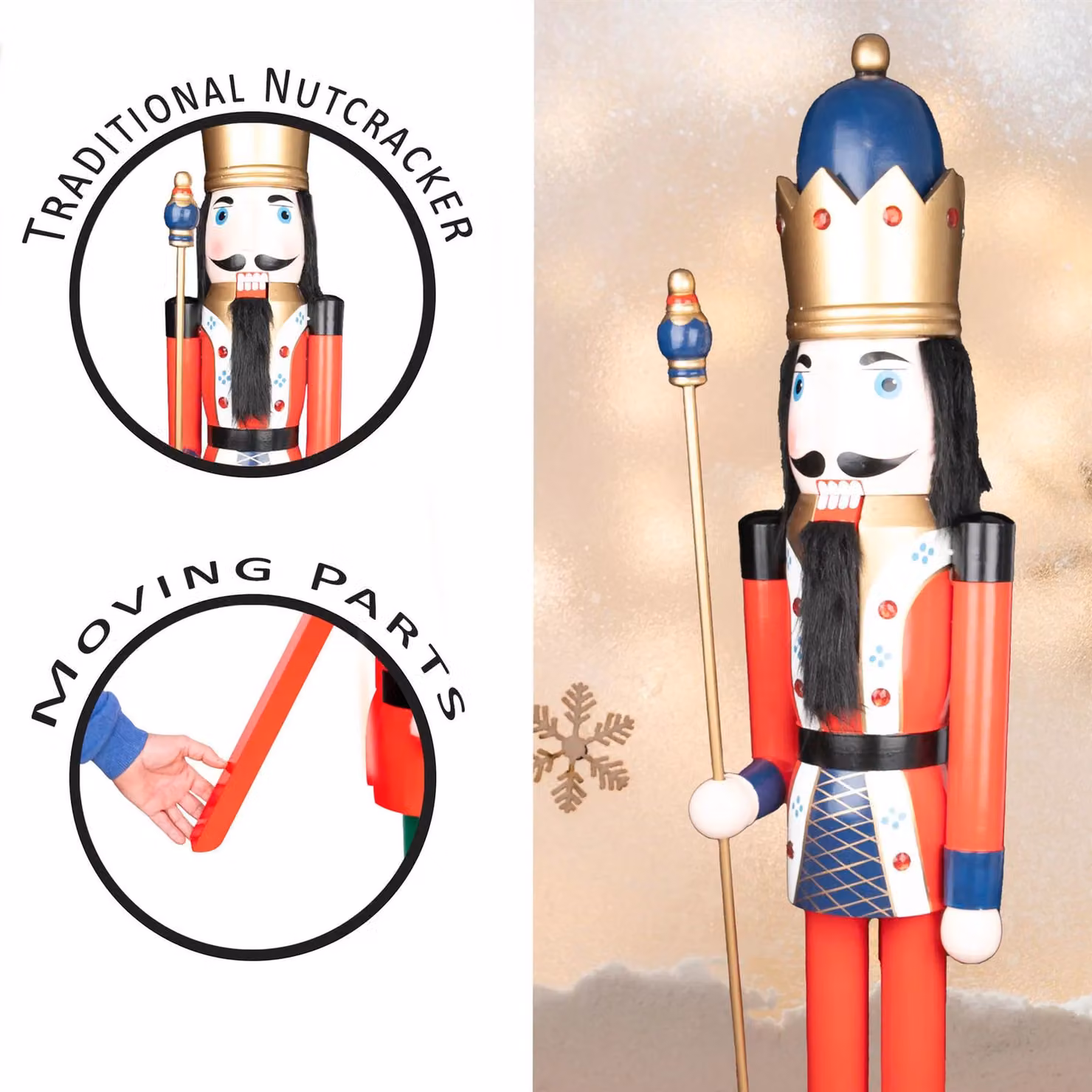 Shatchi Classic Red Wooden Nutcracker Christmas Ornament Figure, Height: 150 cm – 2