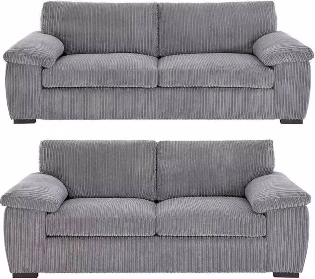 Snug Furniture Birmingham Ltd Amalfi Grey Jumbo Cord 3+2 Seater Sofa Set
