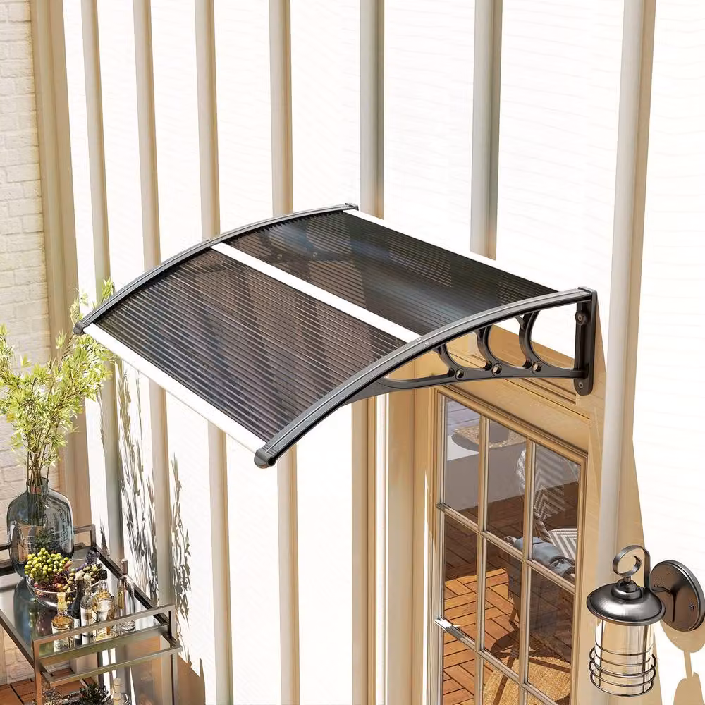 Rolipo Outsunny Front Door Canopy Awning in Black, W: 100 cm, D: 75 cm – 10