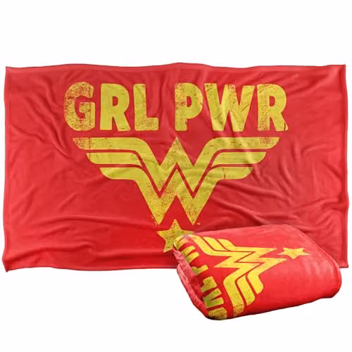 LOGOVISION Wonder Woman Girl Power Yellow Super Soft Fleece Throw Blanket, W: 91 cm x L: 147 cm
