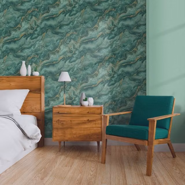 Erismann Mystic Spell Green Abstract Glamour Vinyl Flooring