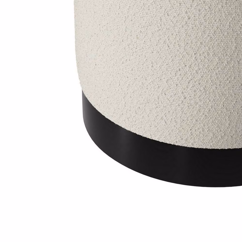 Lemon Pavilion Furniture Lara Small Cylindrical Pouffe in Ivory, Black and White Bouclé Fabric, W: 41.5 cm, D: 41.5 cm, H: 44 cm – 4