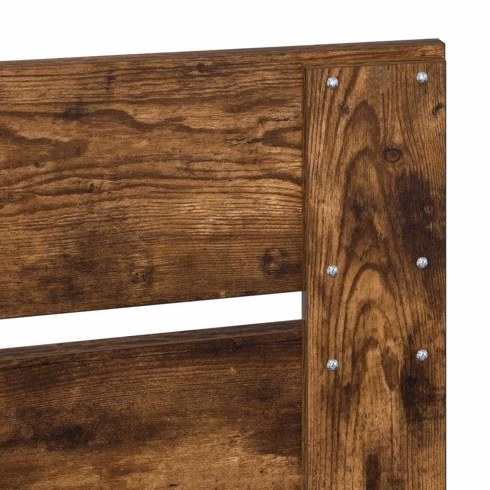 Berkfield Home Smoked Oak Bed Frame in Brown, Solid Pine and Wood, W/D/H: 120 x 200 cm – 7