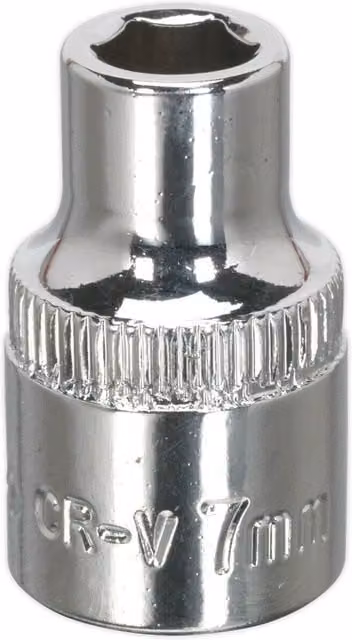 Loops 7mm Forged Steel Drive Socket with 3/8 inch Square Drive in Silver Chrome Vanadium – 1