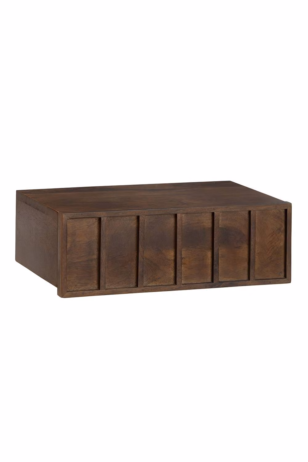 MH London Arlo Solid Mango Wood Floating Wall Storage Shelf with Push-to-Open Drawer in Dark Brown – 2