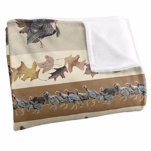 JQ Licensing Autumn Leaf Pattern Super Soft Silky Touch Fleece Throw Blanket, Multicolour, W/D/H: 91 x 147 cm – 2