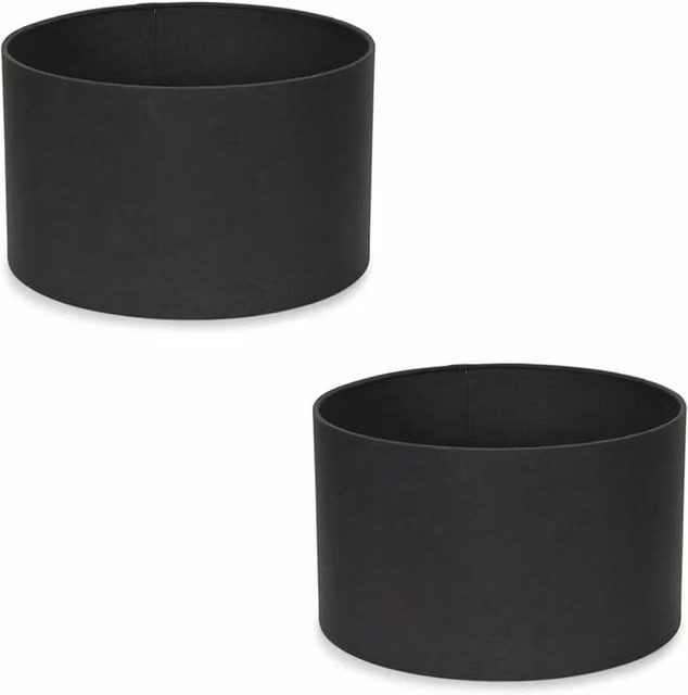 SPETLEK Charcoal Black Fabric Cylinder Lampshade for Easy Fit Pendant Ceiling Lights
