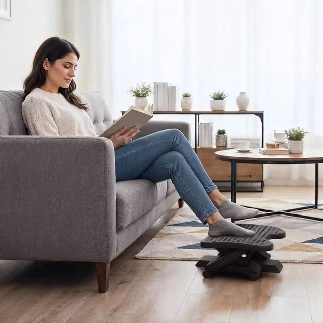 FLAVORA Platform Home Office Footstool Desk in Black