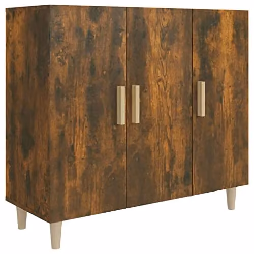 vidaXL Smoked Oak Sideboard in Brown, W/D/H: 90 x 34 x 80 cm – 1