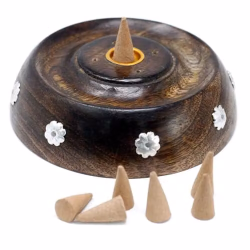 Ancient Wisdom KDMD Cone and Stick Burner in Brown Mango Wood – 1