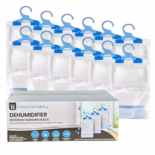 MantraRaj Pack of 12 Hanging Interior Wardrobe Dehumidifiers in White