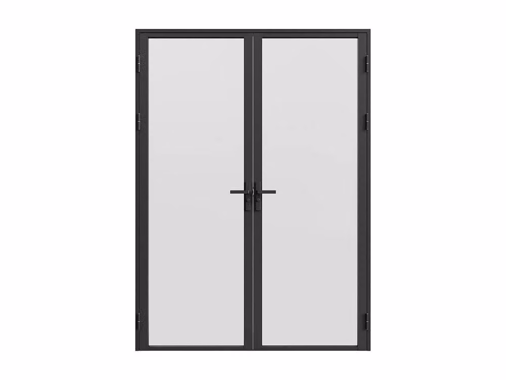 Loxton Reversible Modern Double Door Swing Shower Enclosure with Black Aluminium and Frosted Tempered Glass, H: 204 cm, W: 83 cm, D: 2 cm – 3