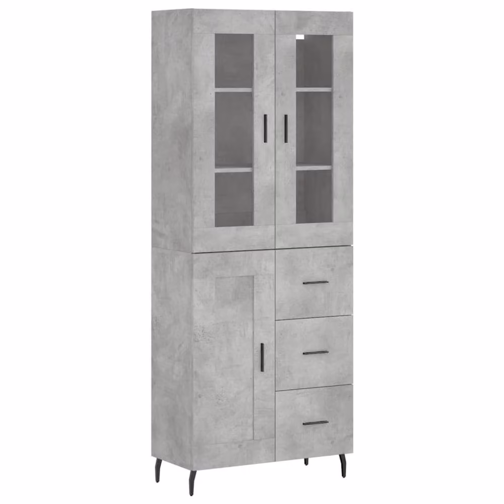 Berkfield Home Highboard in Concrete Grey, W/D/H: 69.5 x 34 x 180 cm – 3