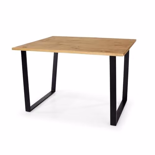 Core Products Texas Rectangular Dining Table in Waxed Brown Pine with Black Metal Legs, W: 118 cm – 2