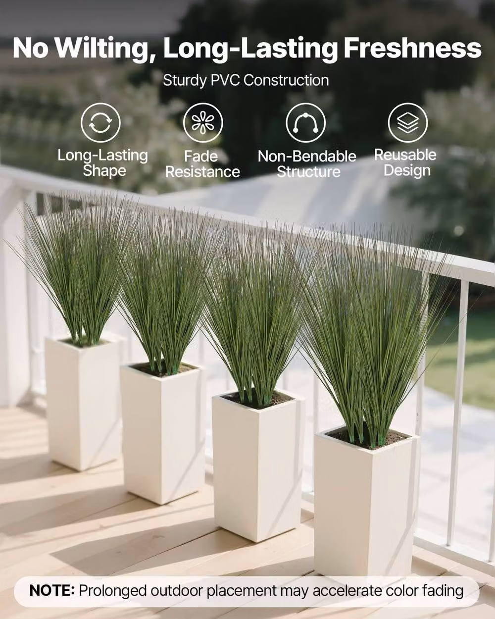VEVOR 8 Pack Green Artificial Grass Faux Onion Plantery, Height: 68.6 cm – 3