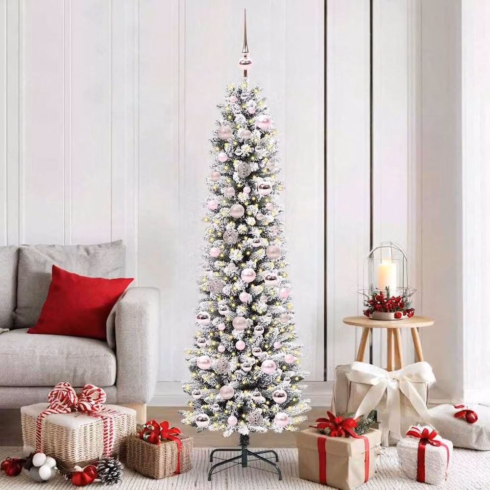 Berkfield Home Artificial Christmas Tree with 300 LEDs in Green and White, H 180 cm x W 53 cm x D 53 cm – 2