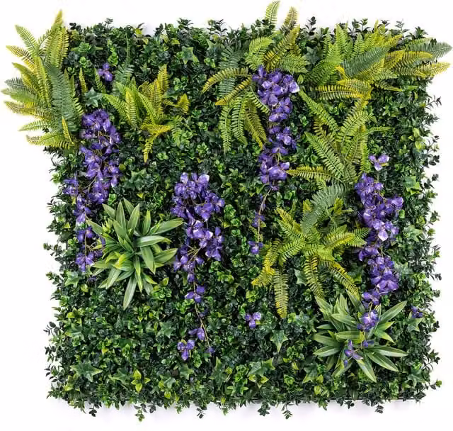 Christow Artificial Wisteria Living Wall, 4 Piece Purple Floral Hanging Hedge