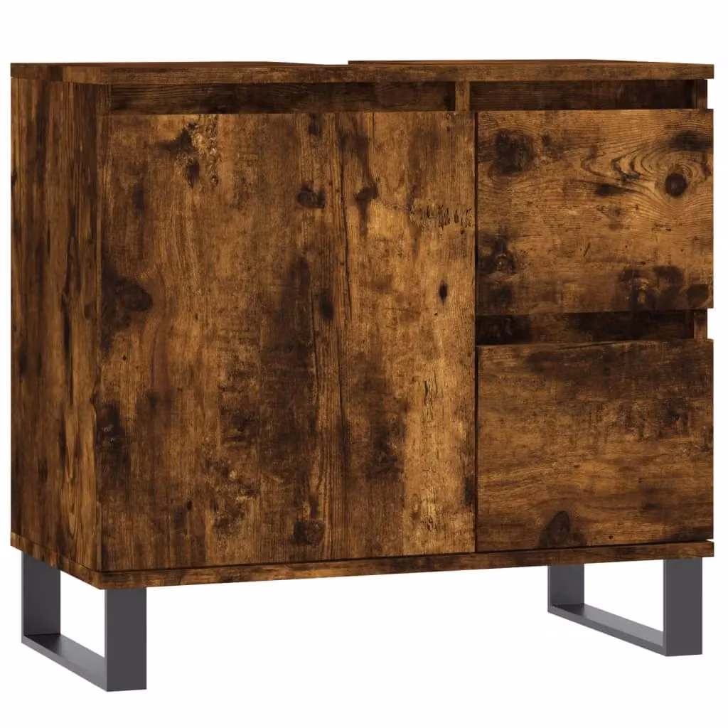 Berkfield Home Bathroom Cabinet in Smoked Oak Brown, W/D/H: 65 x 33 x 60 cm – 1