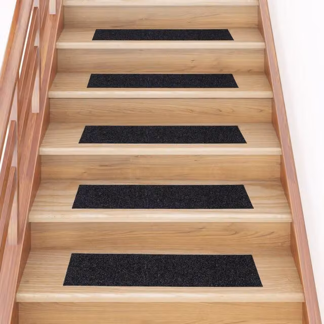 Berkfield Home Self-adhesive Rectangular Stair Mats, 15 Pieces, Black, W: 76 cm, D: 20 cm