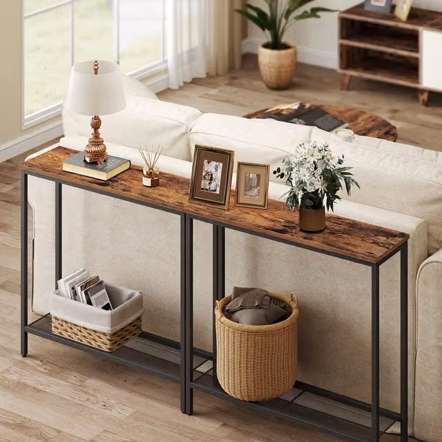 VASAGLE Minimalist Console Table in Brown and Black, W/D/H: 80 x 24 x 81.2 cm