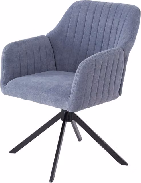 Livingandhome Modern Fabric Tub Swivel Leisure Chair with Armrests and Metal Legs in Grey and Blue