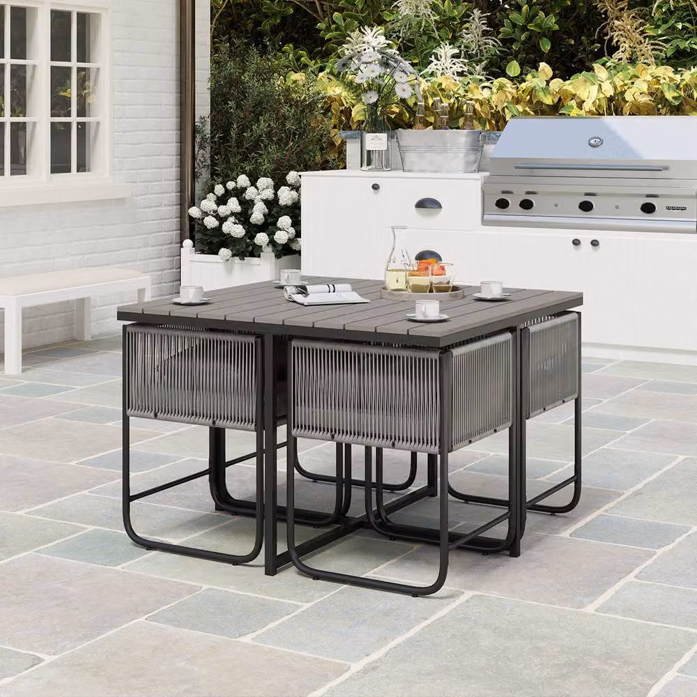 ERGOVEXA 4 Seater Rattan Cube Garden Furniture Set in Grey – 3