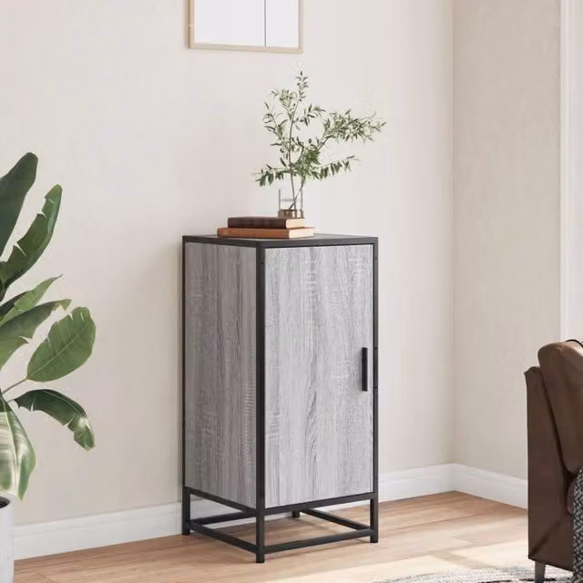 Berkfield Home Grey Sonoma Sideboard in Engineered Wood and Metal, W/D/H: 35.5 x 35 x 76 cm – 1