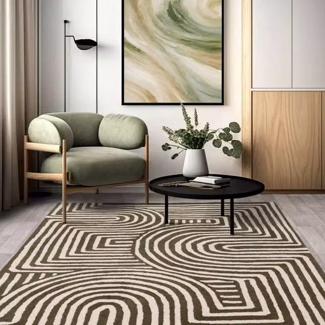 The Rug Shop UK Green Handmade Wool Modern Abstract Easy To Clean Area Rug W: 200 cm, D: 290 cm