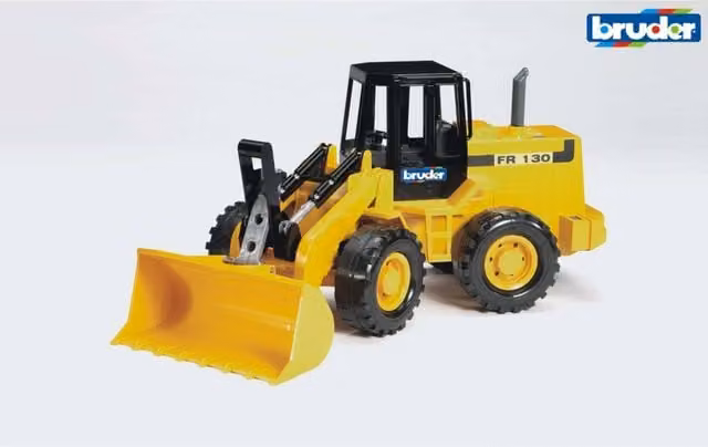 Bruder FR 130 Articulated Road Loader Construction Vehicle in Orange and Yellow, 1:16 Scale
