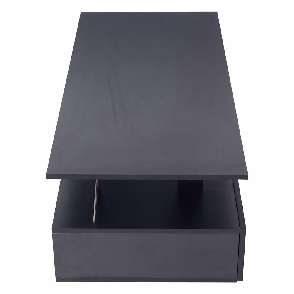 Merax Rectangular LED Coffee Table with 2 Drawers and Open Storage Compartment in Black, W/D/H: 100 x 50 x 42.5 cm – 5