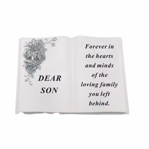 David Fischhoff White and Silver 3D Rose Graveside Memorial Book Ornament