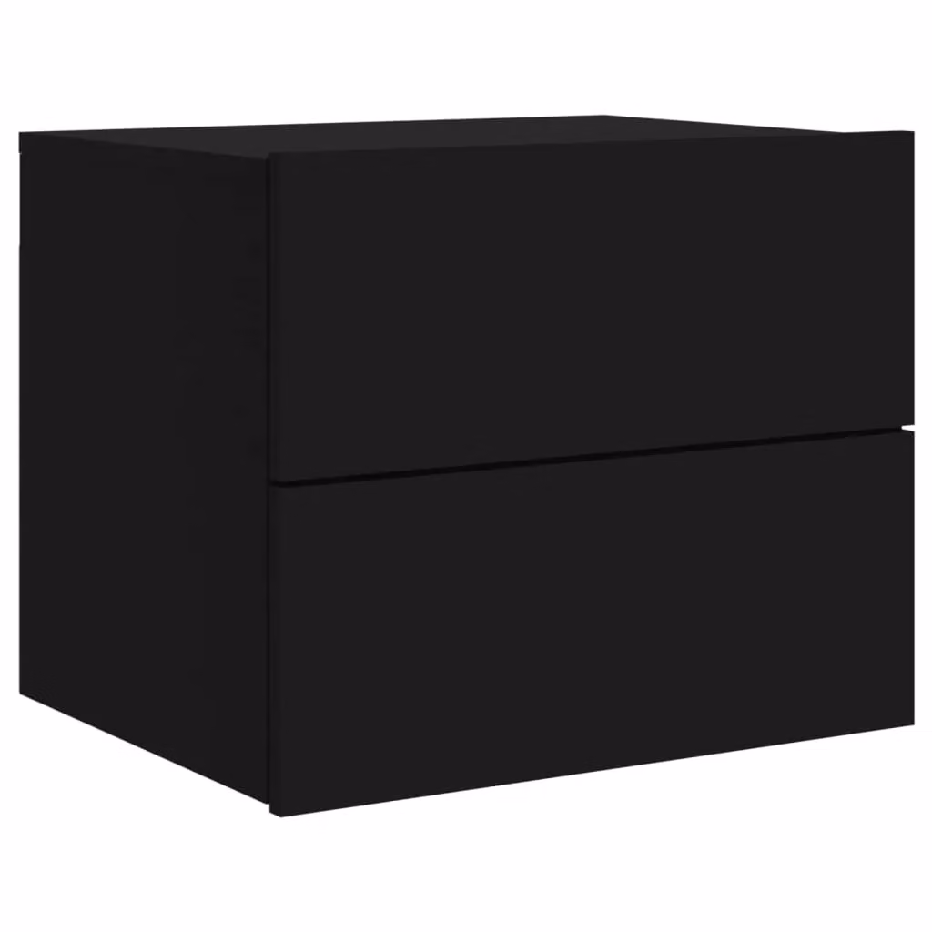 Berkfield Home Set of 2 Modern Wall-mounted Bedside Cabinets with Integrated LED Lights in Matt Black – 4