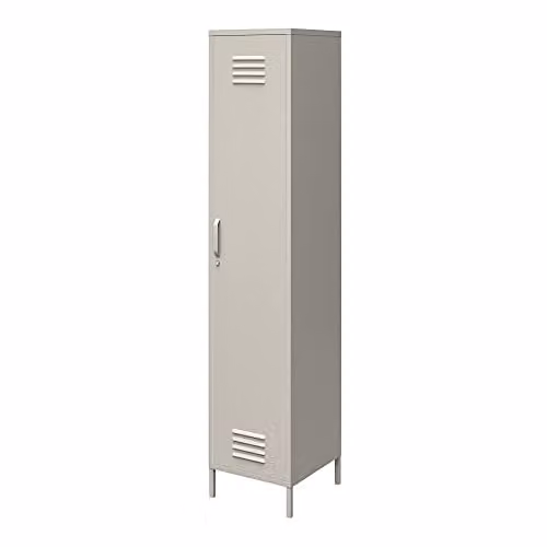 DHP Furniture Bradford Single Metal Storage Cabinet, Taupe – 1