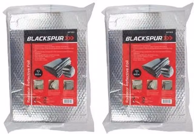 Blackspur Self-Adhesive Reflective Radiator Foil with Insulation, Silver, Pack of 2, W: 60 cm x L: 5 m