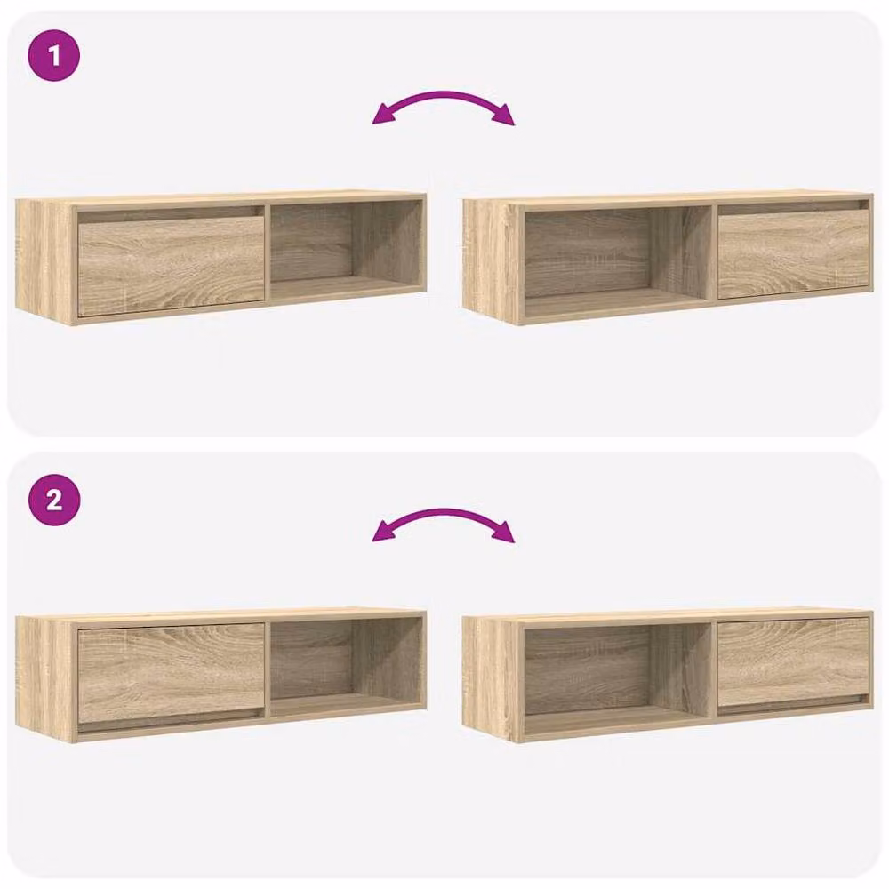 Berkfield Home 2-Piece TV Cabinet Set in Sonoma Oak, Light Tan, W/D/H: 100 x 31 x 25.5 cm – 4
