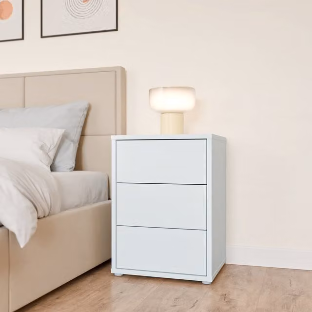 Furniture To Go Alice Springs Bedside Cabinet with 3 Push-Open Drawers in Terracotta and Light Grey