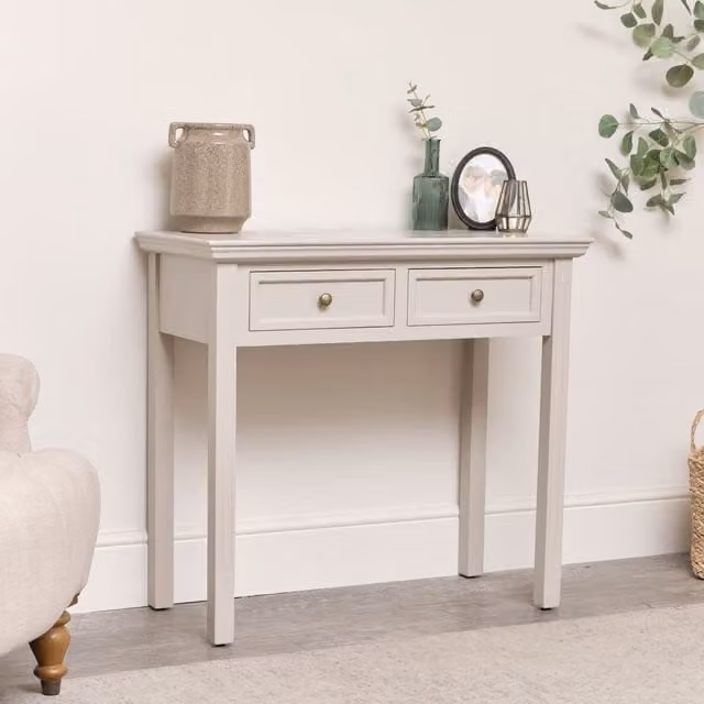 Melody Maison Daventry 2 Drawer Console Dressing Table in Taupe Grey