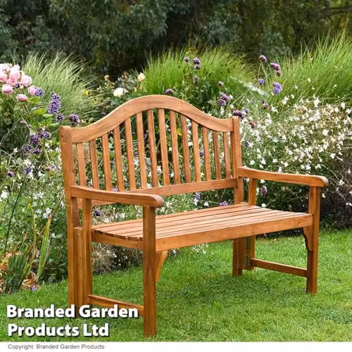 Garden Gear Acacia Wood 2 Seater Foldable Garden Bench in Natural Brown, W/D/H: 122 x 62 x 104 cm – 2