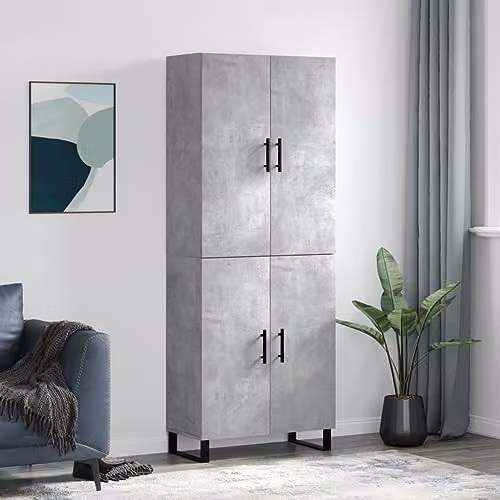 vidaXL Modern Highboard in Grey with MDF and Metal, W/D/H: 180 x 48.8 x 69.5 cm – 2