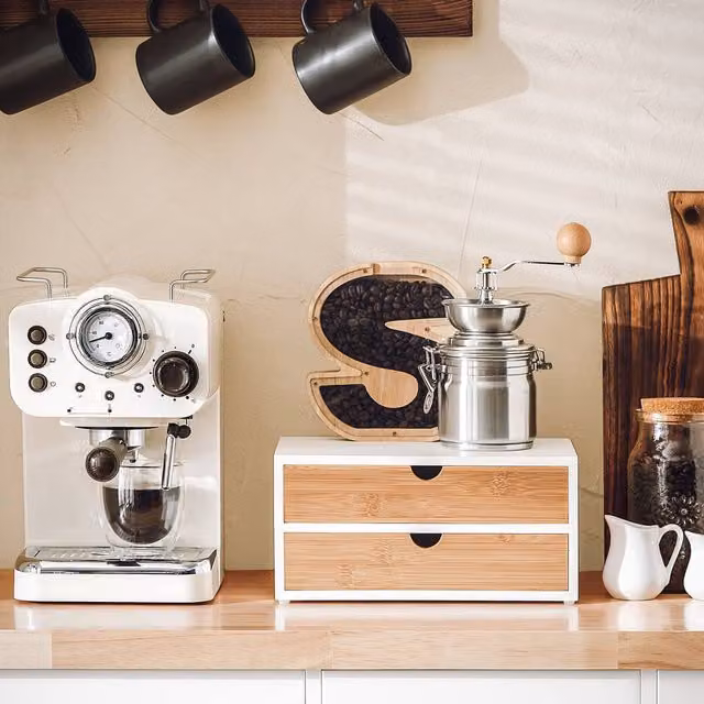 SoBuy Coffee Capsule Holder with Bamboo Drawers in White