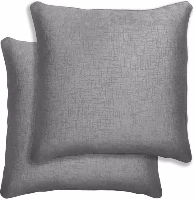 Enhanced Living Pair of Grey Textured Square Cushion Covers, W/D/H: 43 x 43 x 43 cm
