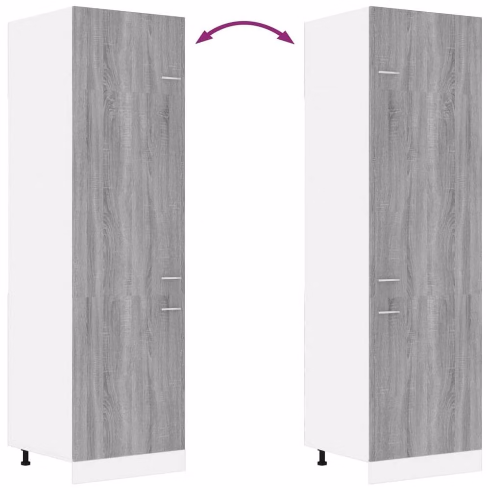 Berkfield Home Grey Sonoma Refrigerator Cabinet Tall Kitchen Unit, W/D/H: 60 x 57 x 207 cm – 3