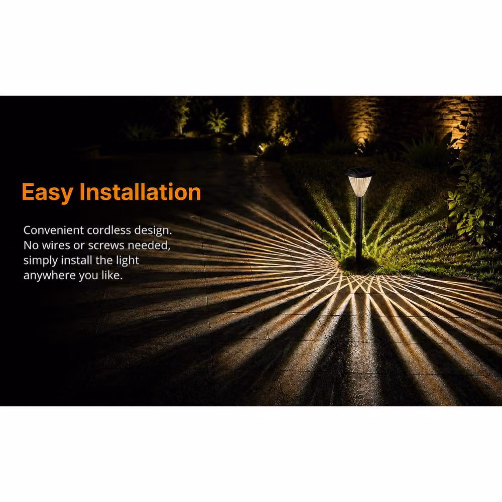 GWSOLAR Warm White LED Solar Path Lights, 3 Pack, 50lm, IP44 Waterproof, Black – 6