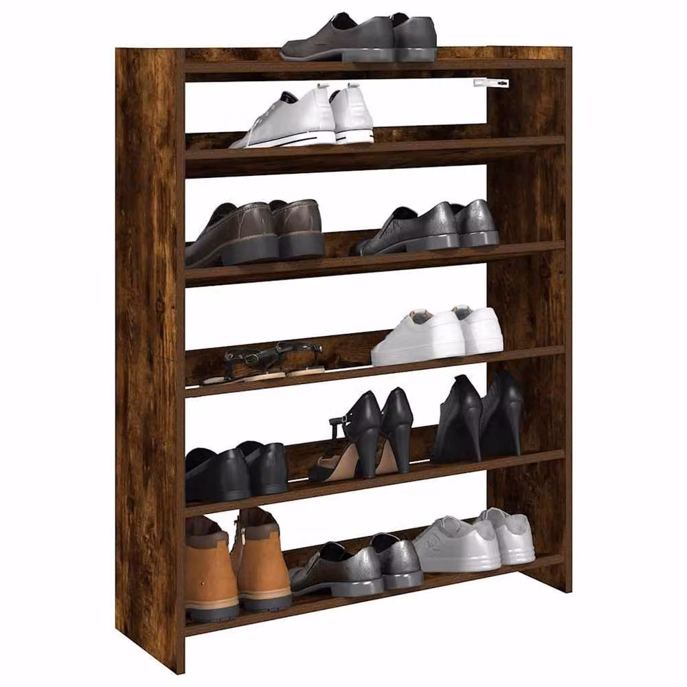 Berkfield Home Smoked Oak Shoe Rack in Brown, W/D/H: 80 x 25 x 100 cm – 2