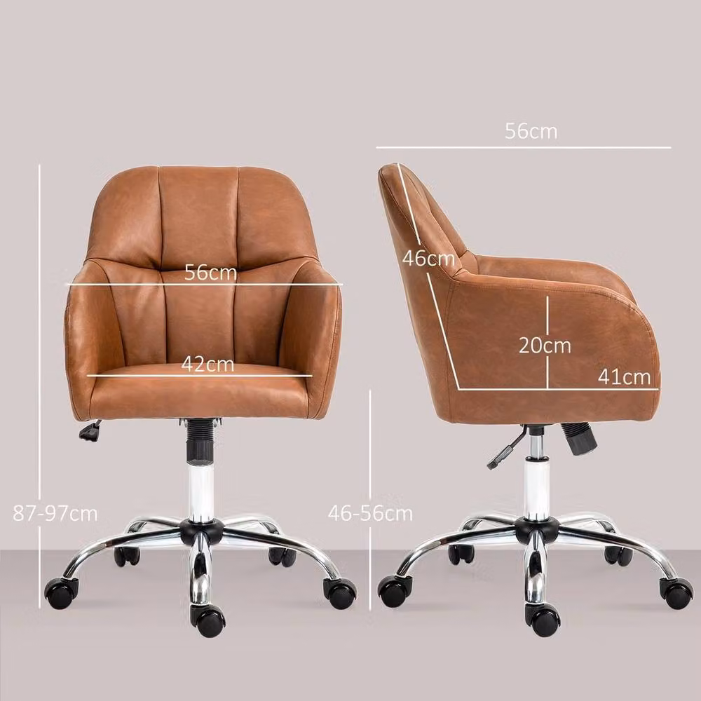 NESTLUNE Brown PU Leather Swivel Computer Task Chair for Home Office – 2