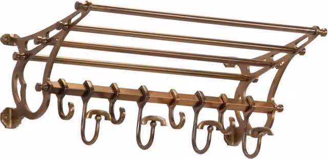 Berkfield Home Wall Mounted Aluminium Luggage Rack with Coat Hangers in Matt Brown – 1