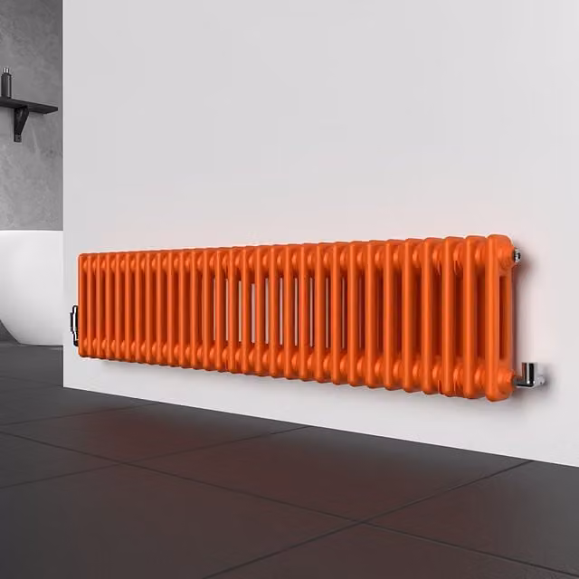 Lux Heat Horizontal Column Radiator in Sunburst Orange, 2 Column, W: 30.0 cm, H: 137.0 cm